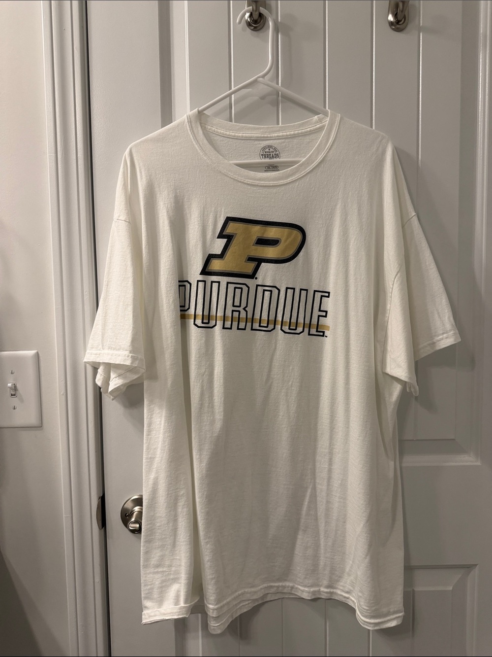 Men’s 2xl White Purdue University Logo Tee